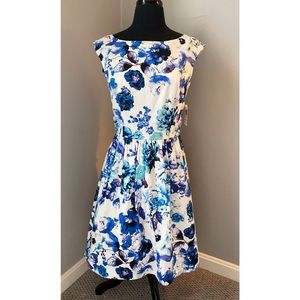 Floral Blue & White Dress